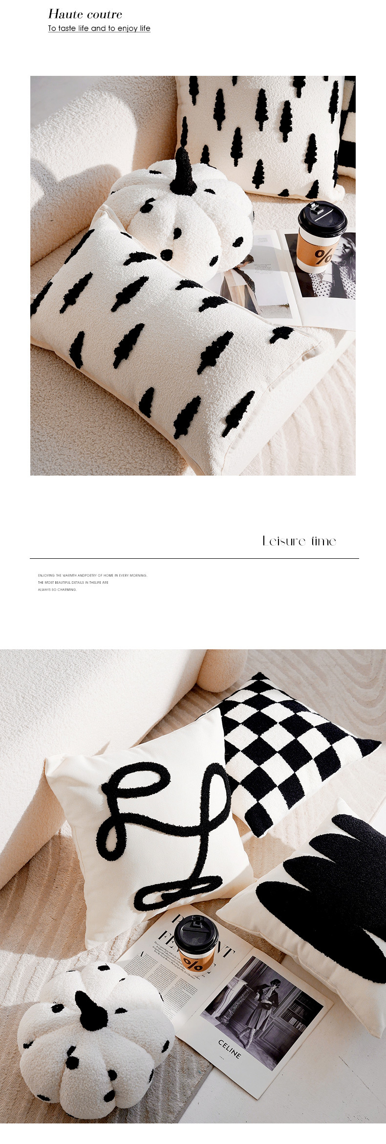 French-style forest black and white checkered, ins style high-end throw pillow sofa, pillow-like bay window cushion, pillowcase with core pic 9