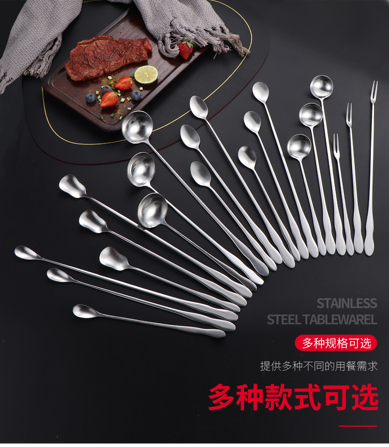 不锈钢搅拌勺创意葫芦柄水果叉咖啡搅拌勺火锅调料勺油勺长柄冰勺详情5