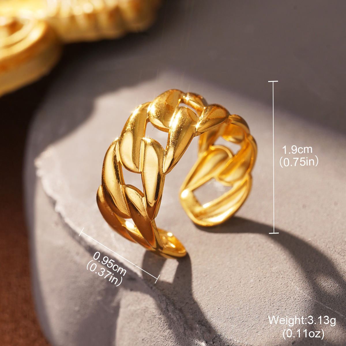 Wholesale of fashionable and versatile titanium steel, stainless steel leaf oval lines, niche and light luxury, adjustable opening rings pic 24