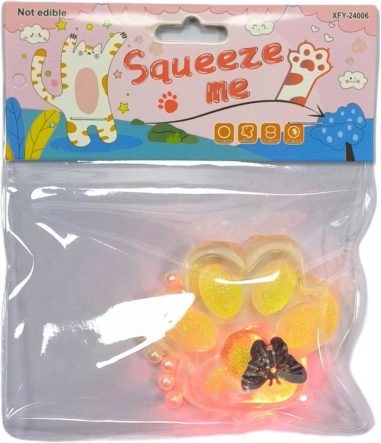 工厂直销TPR软胶透明金粉带灯中号猫爪猫掌萌宠团子卡通减压玩具详情5