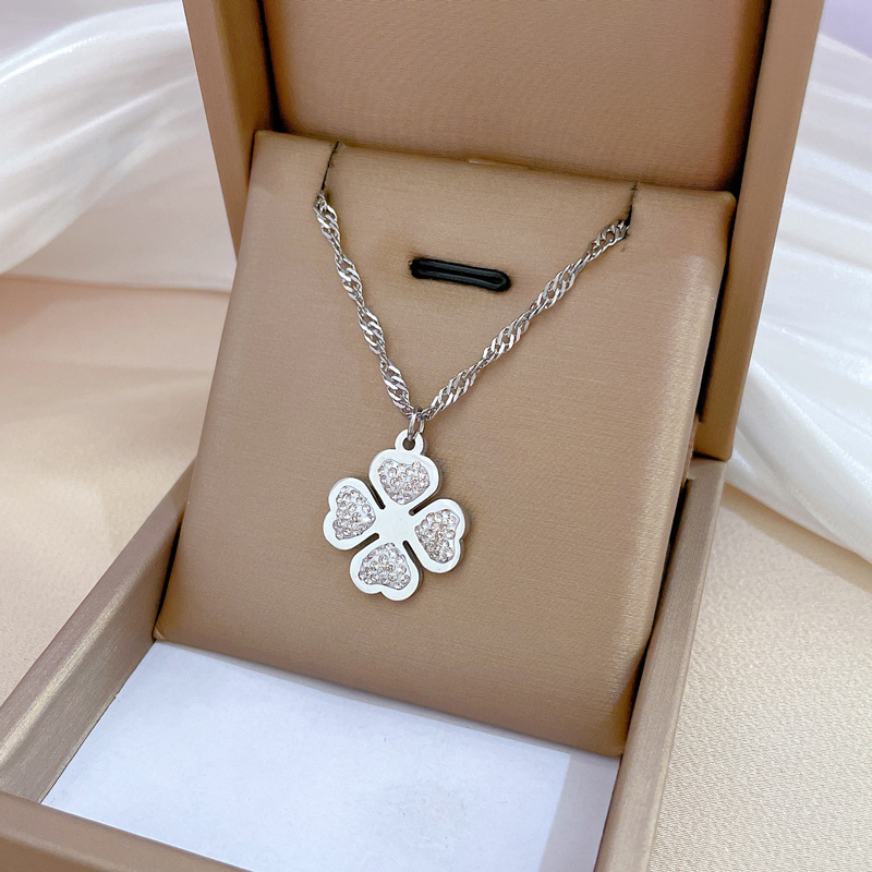 【通体钛钢】炉内真金幸运草爆款冷淡项链女ins网红锁骨链配饰品详情20