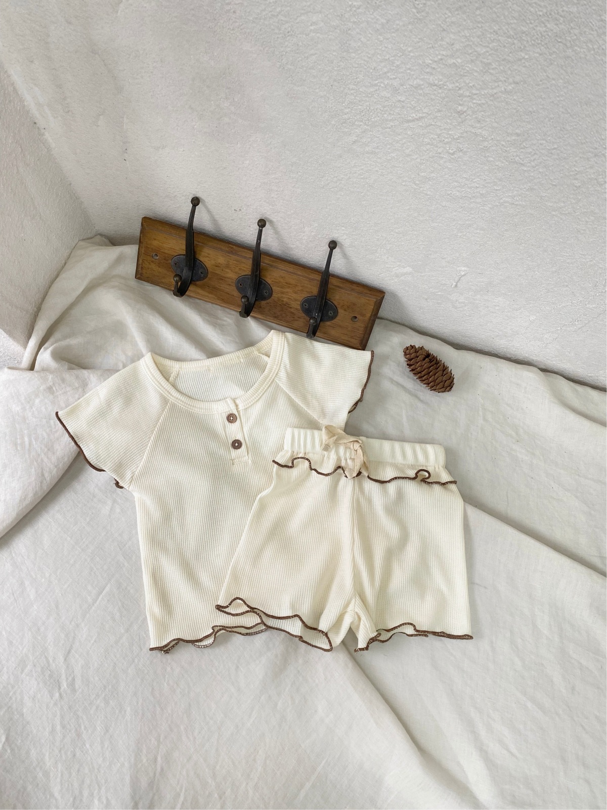 New summer baby Waffle wavy fringed short-sleeved T-shirt + shorts two-piece set for girls pic 15