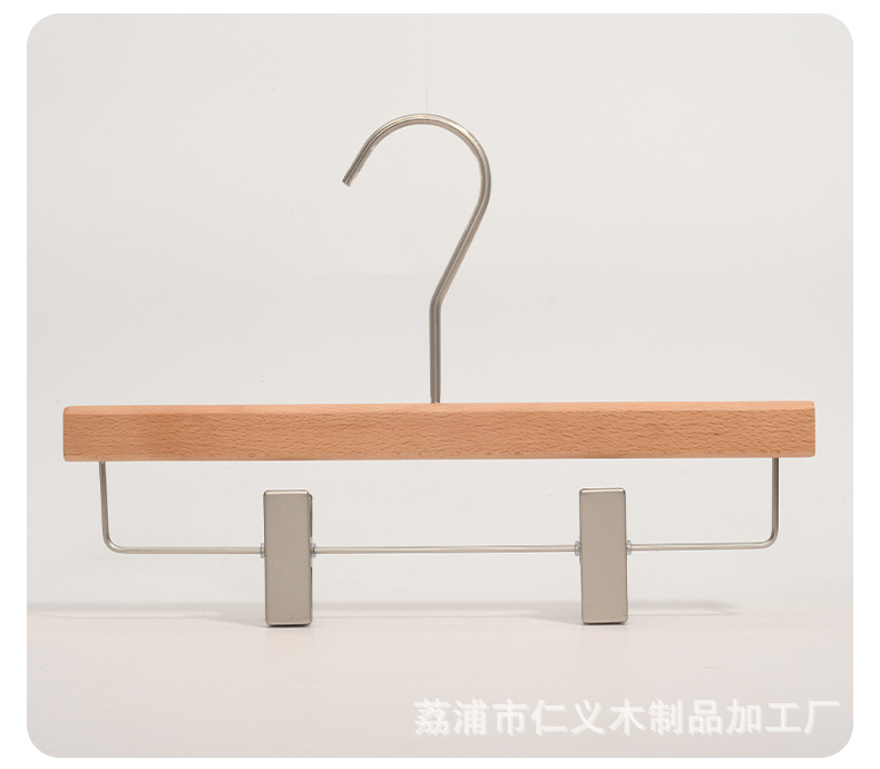 榉木清漆衣架衣挂服装店专用高端女装实木衣撑裤夹子裤架木质衣架详情8