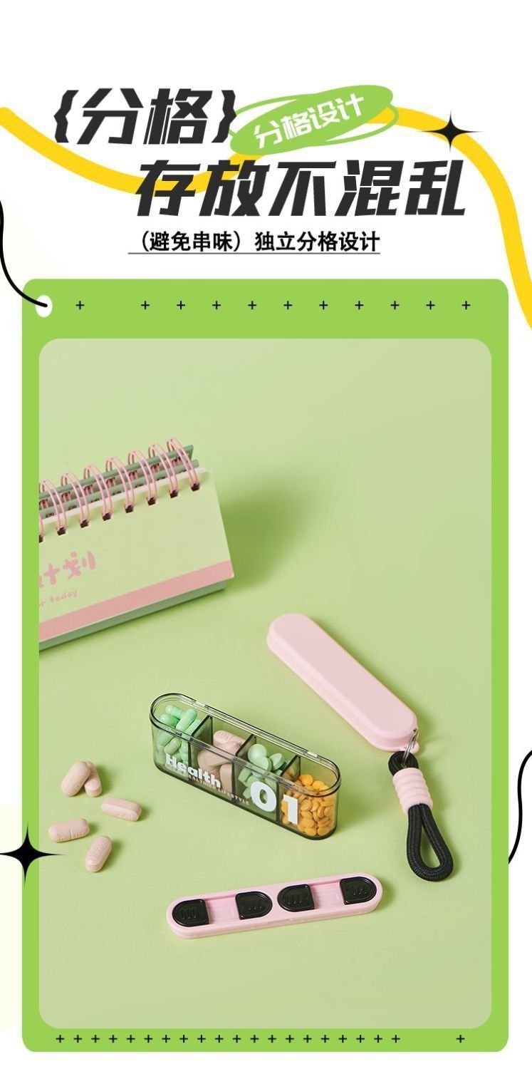 Portable medicine box, small medicine dispensing box, mini medicine storage box for seven days a week, divided into compartments for three meals a day pic 5