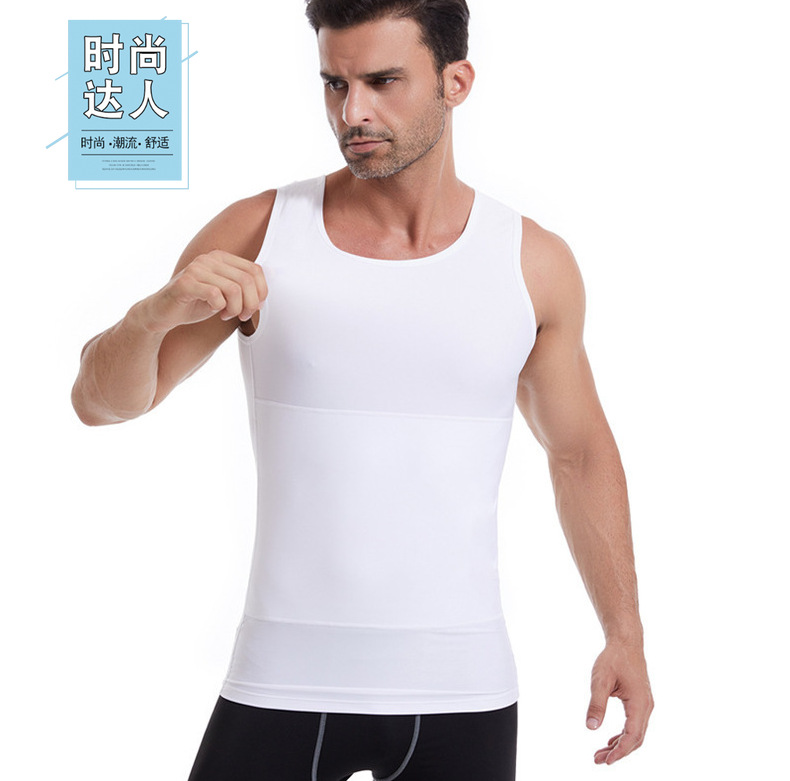 跨境热销2024夏季新款男士收腹束身高弹力瘦肚子神器运动背心代发详情3