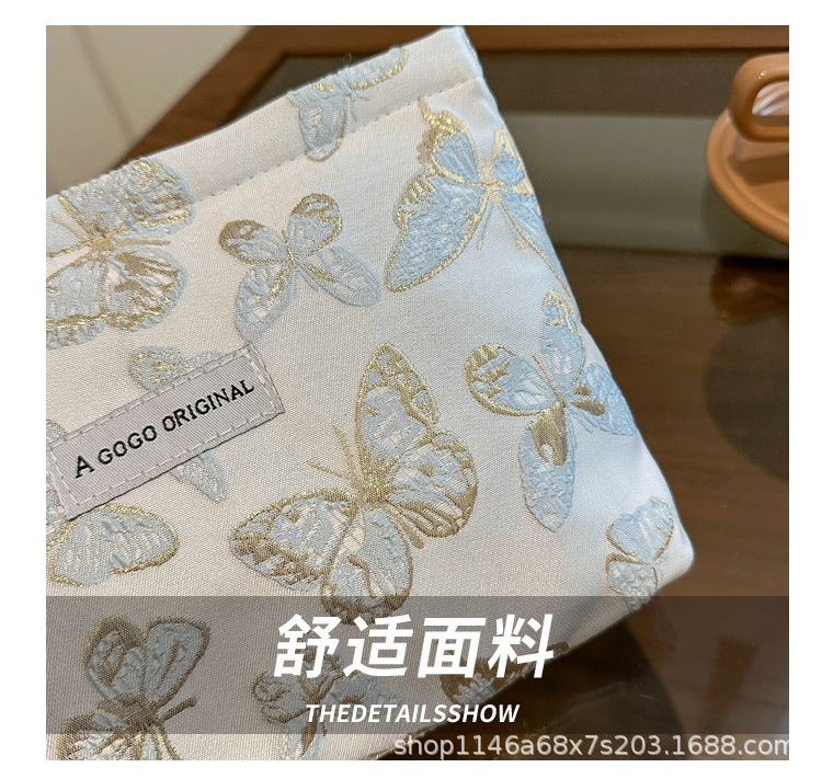 跨境蝴蝶化妆包小清新便携护肤品收纳袋旅行洗漱包帆布方包手拿包详情4