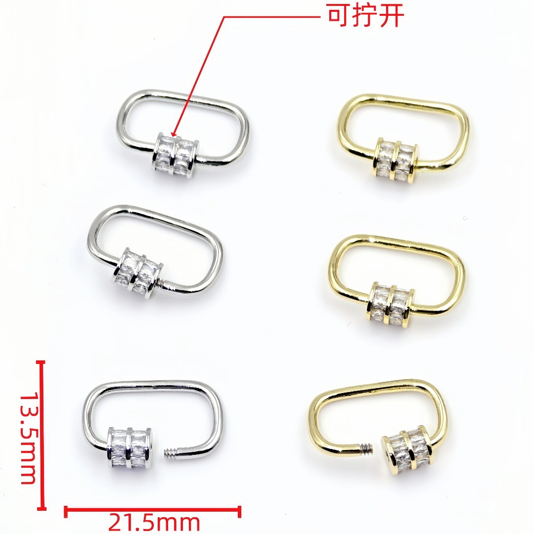 跨境外贸AAA高档锆石心形螺纹扣吊坠微镶铜电镀金多款单吊坠饰品详情12