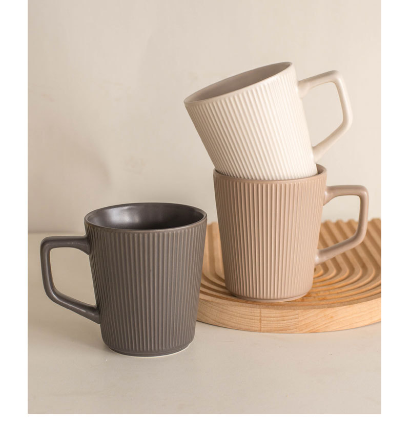 Ceramic mugs, simple and retro embossed, home coffee cups, water cups, office oatmeal cups, couple cups, minor flaws pic 2