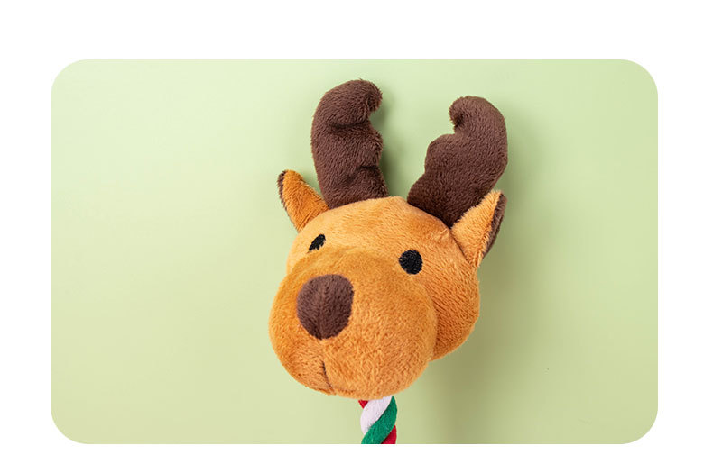 跨境宠物毛绒玩具圣诞棉绳发声麋鹿小型犬啃咬解闷玩具厂家直销详情8