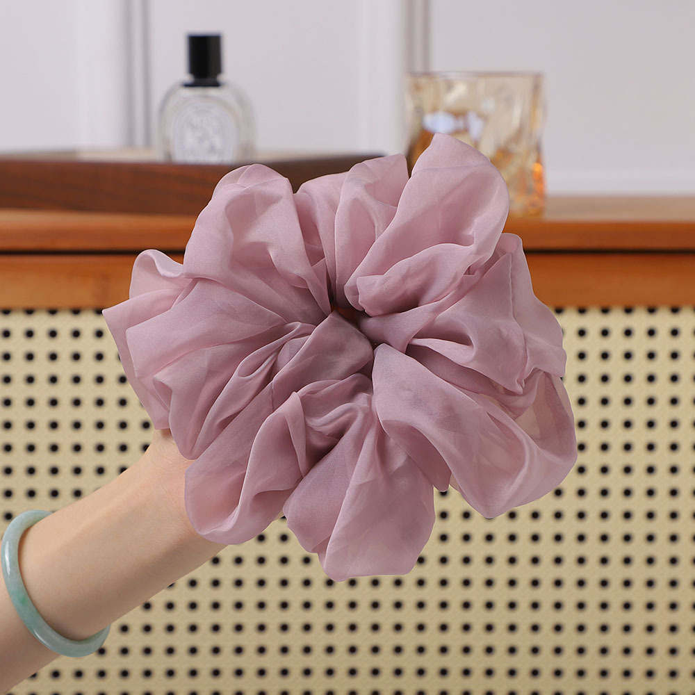 Autumn and winter solid-color large cloud-shaped large intestine hair band, French retro high-elastic seamless knitted hair tie headwear accessory pic 14