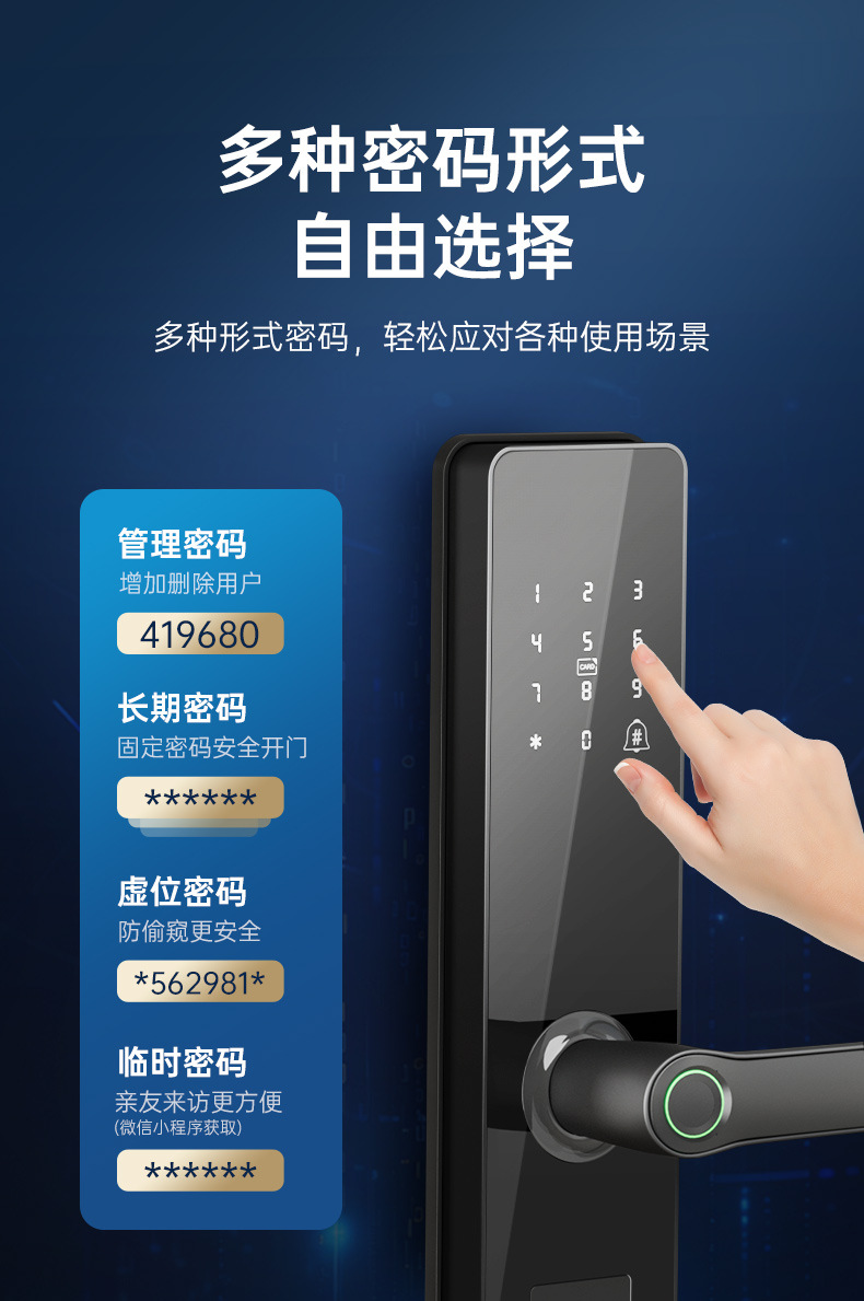Black smart doorlock, fingerprint padlock, hand-held handle smart lock doorlock pic 7