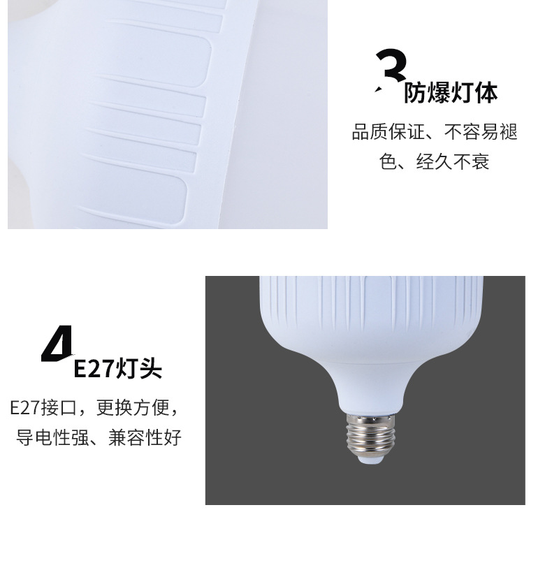 led节能灯泡E27螺口B22卡口超亮护眼白光家用工厂车间超亮大功率详情16