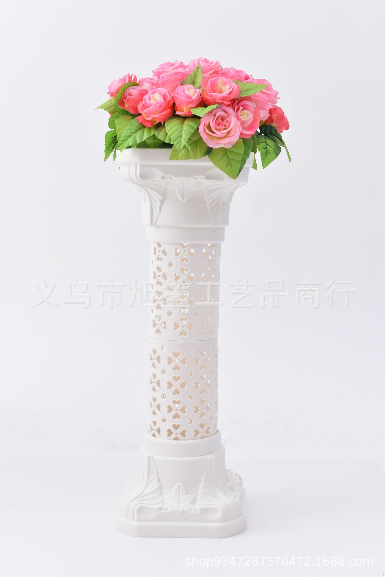 The stage props and ornaments for the wedding hotel are placed with golden plastic Roman Columns and leading decorations, measuring 32.5*32.5*91cm pic 2