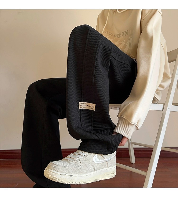 潮牌休闲裤子男宽松春秋新款抽绳运动裤青少年学生高级感卫裤长裤详情16