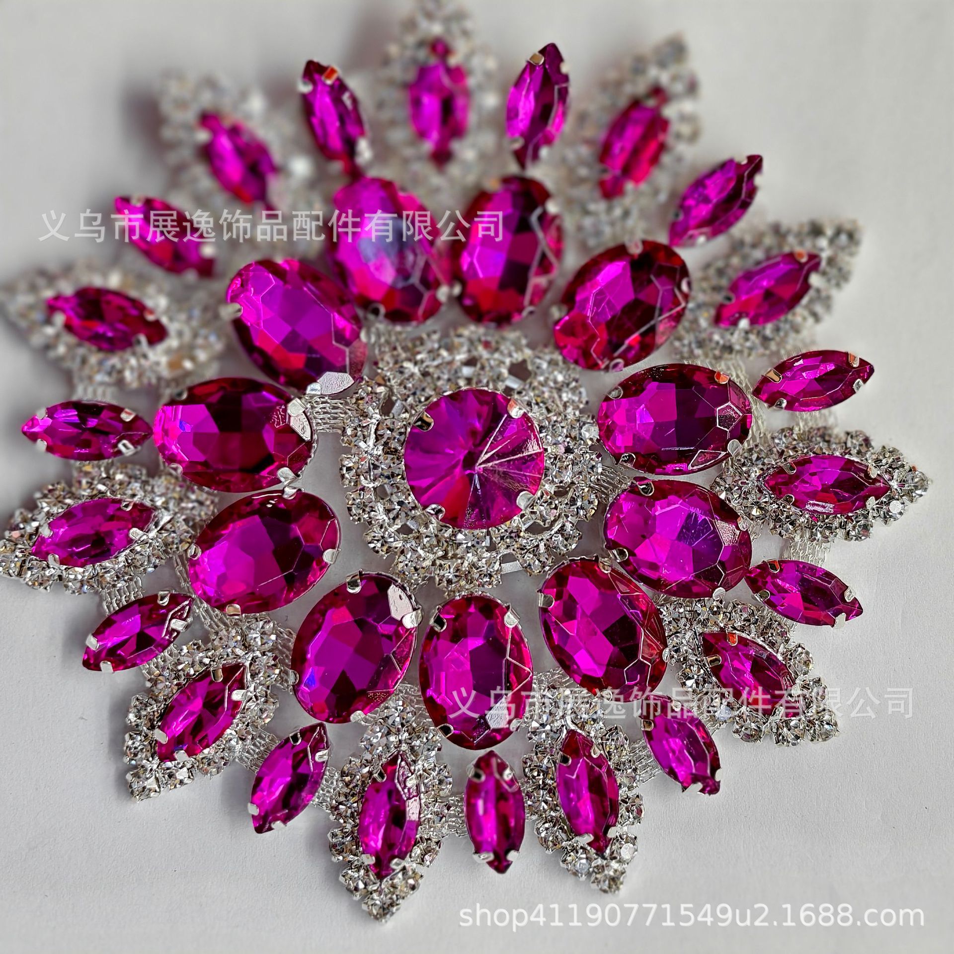 Wholesale of colorful gold and silver background crystal round large diamond flower diamond jewelry DIY luggage, glass water diamond jewelry accessories pic 1