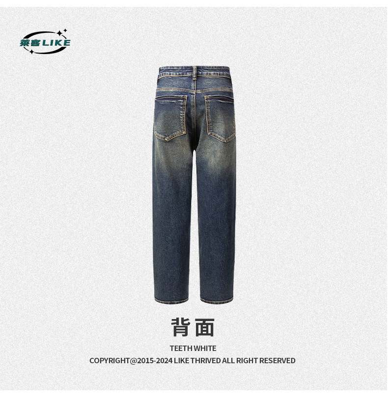 LK男装|2025春季牛仔裤男潮牌休闲修身透气弹力收脚男士牛仔裤子详情15