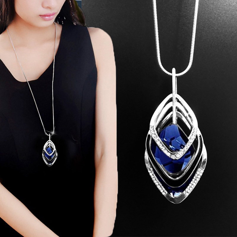 跨境欧美风链条毛衣链高级轻奢项链简约个性百搭秋冬流苏装饰品详情13