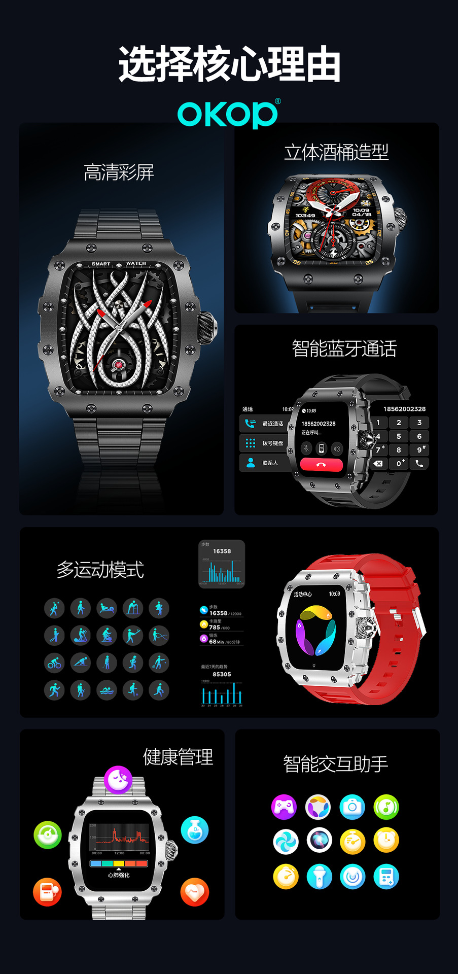 The S100 smartwatch, which can detect heart rate and blood pressure, is popular in cross-border sales for Bluetooth calls, sports, water resistance, and long battery life pic 2