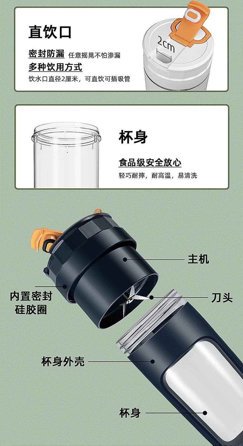 跨境榨汁机家电批发果汁水果机电动榨汁杯家用全自动便携式静音详情17