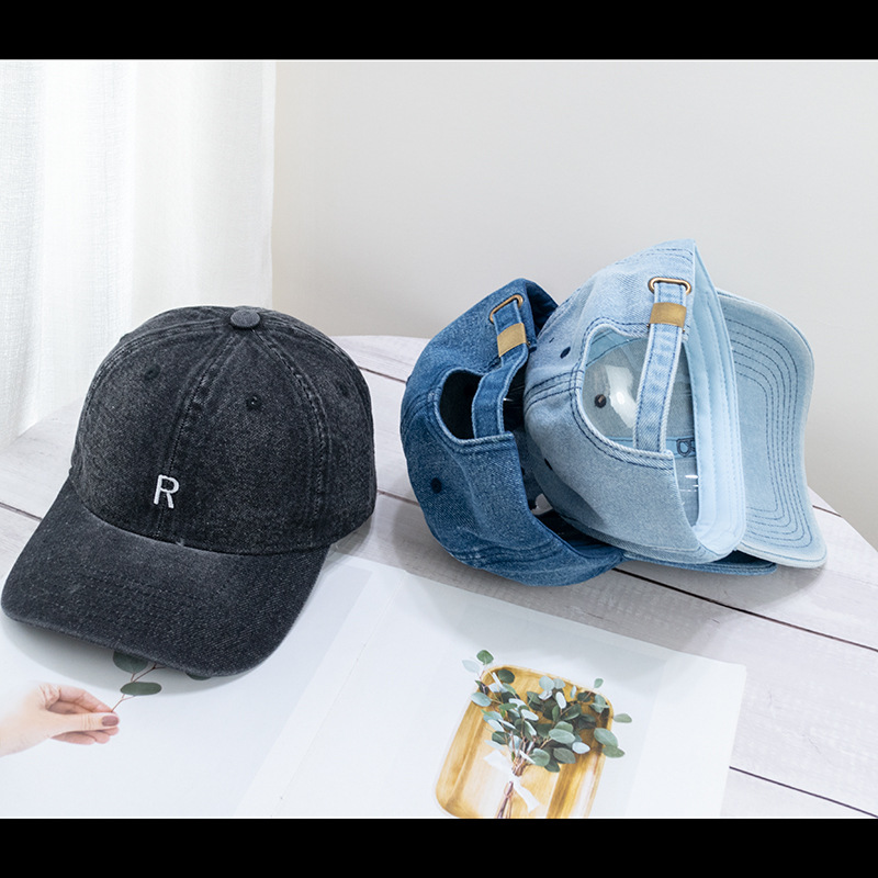 Letter cowboy baseball cap for women, Korean style simple deep-top face-showing small baseball cap, Japanese style big head circumference face-showing small cap pic 4