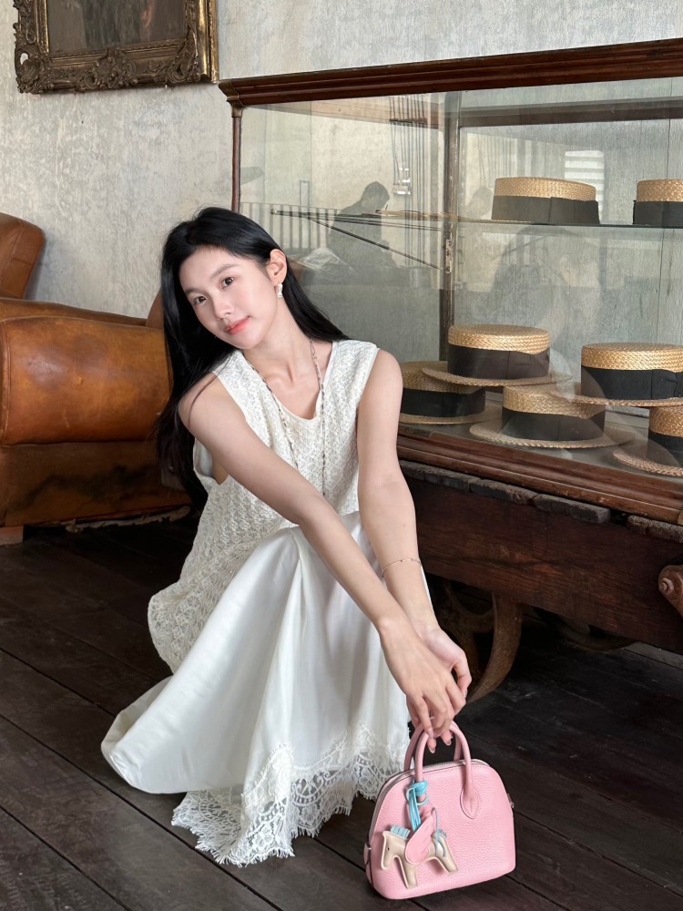 春上新 DIGM名媛千金重工钉珠镂空拼接背心裙长裙连衣裙女27122详情34