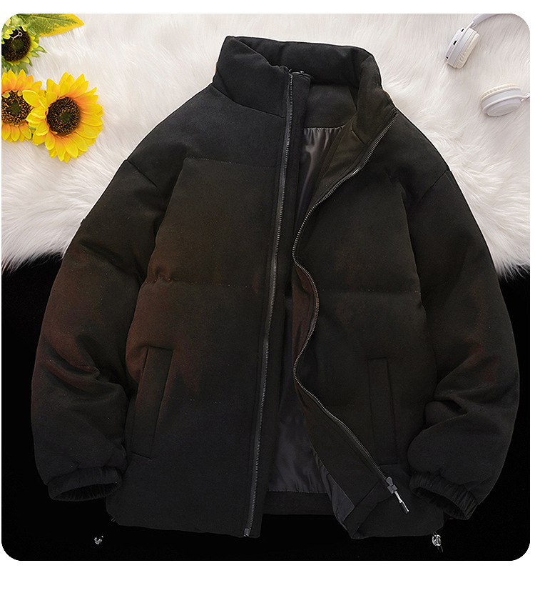 Customizable LOGO thickened suede cotton jacket for both men and women, loose cotton coat, breaded jacket, stand-up collar coat pic 16