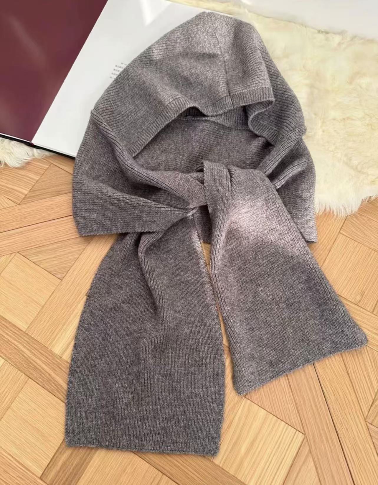 品牌【森多娜】针织帽 2025新款女士加厚披肩外搭连帽围脖一体氛围感针织围巾保暖针织帽多功能2件套 时尚保暖必备详情9