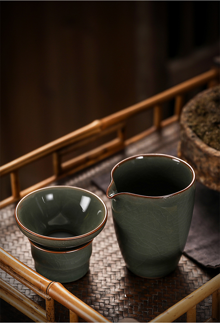 哥窑茶具公杯茶海公道杯茶漏纱网过滤裂纹开片单公杯组合中式家用详情10