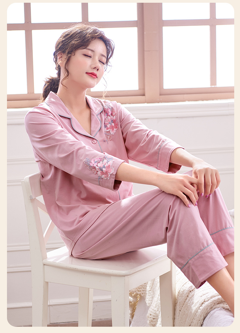 睡衣女士春秋款拉架爽棉长袖家居服秋纯棉中年妈妈可外穿大码套装详情16