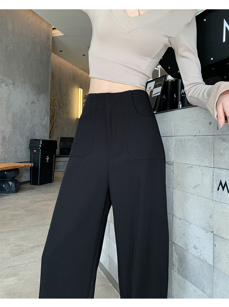 窄版西装裤女秋季2025新款宽松高腰垂感休闲长裤百搭直筒阔腿裤子详情17