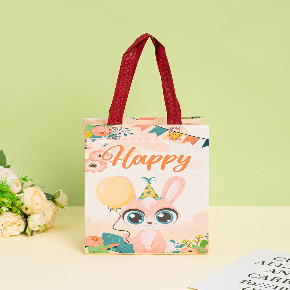 现货批发儿童便携购物袋 可爱卡通覆膜防水无纺布手提袋 伴手礼品袋无纺布袋详情5