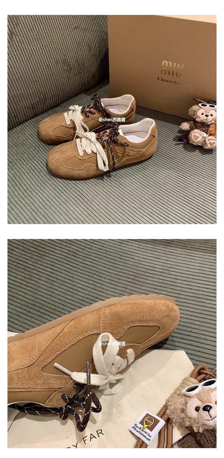 苏茵茵同款 韩国女高~2025复古鸳鸯鞋带休闲鞋运动德训鞋女阿甘鞋详情14