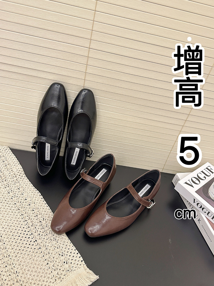 法式内增高女孩2025春秋新款一字扣带V口玛丽珍平底单鞋女芭蕾鞋详情2