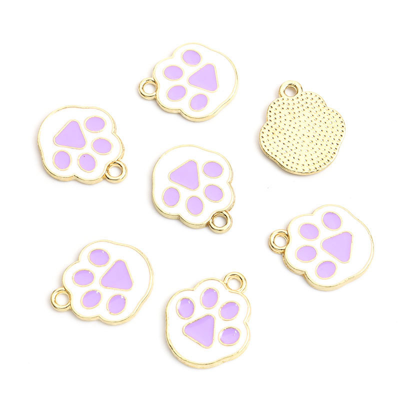 猫爪狗脚印滴油合金挂件脚丫DIY饰品配件手链项链耳环钥匙扣吊坠详情9