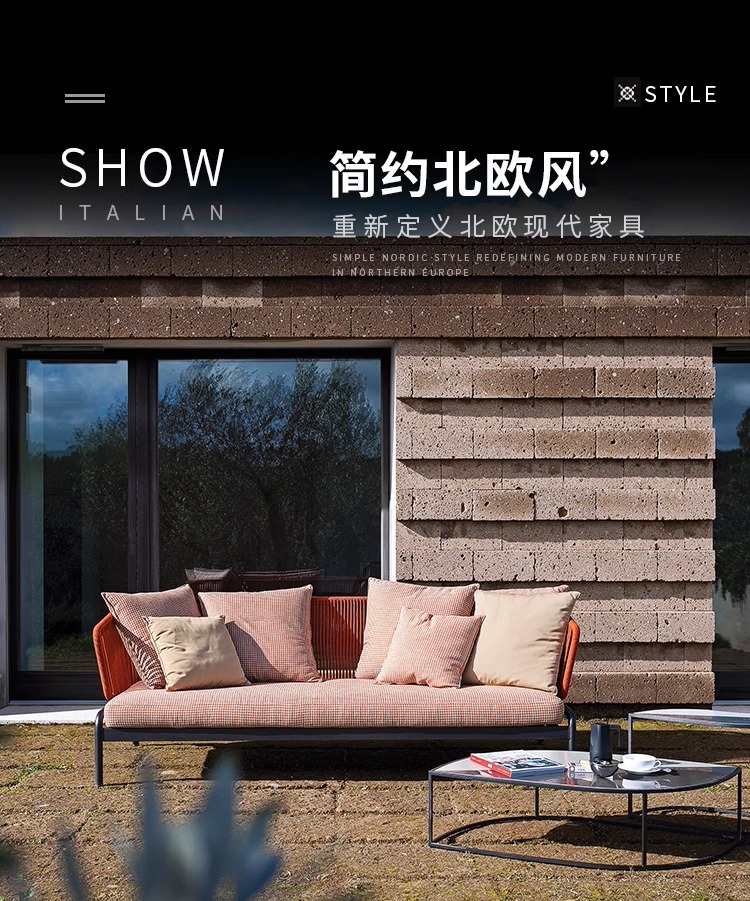 Outdoor leisure furniture, rattan sofa combination, open-air balcony rattan chair, model room, courtyard garden sofa, living room pic 1