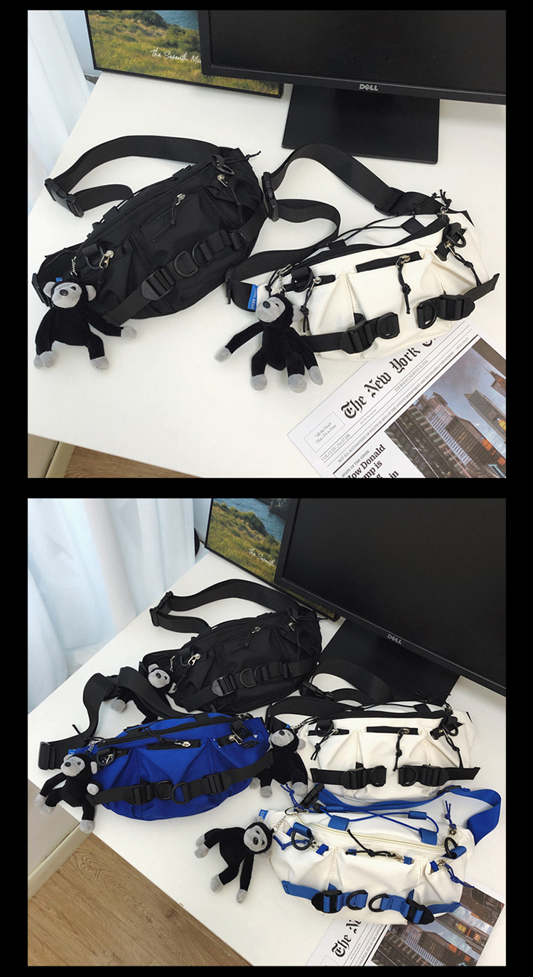 斜挎包潮牌男士百搭休闲胸包工装简约ins腰包日系情侣单肩斜挎包详情37