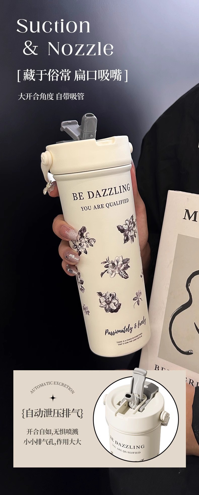 New type of insulated cup, 316 stainless steel coffee cup, high appearance level, portable straw water cup, large-capacity fruit tea cup customization pic 5