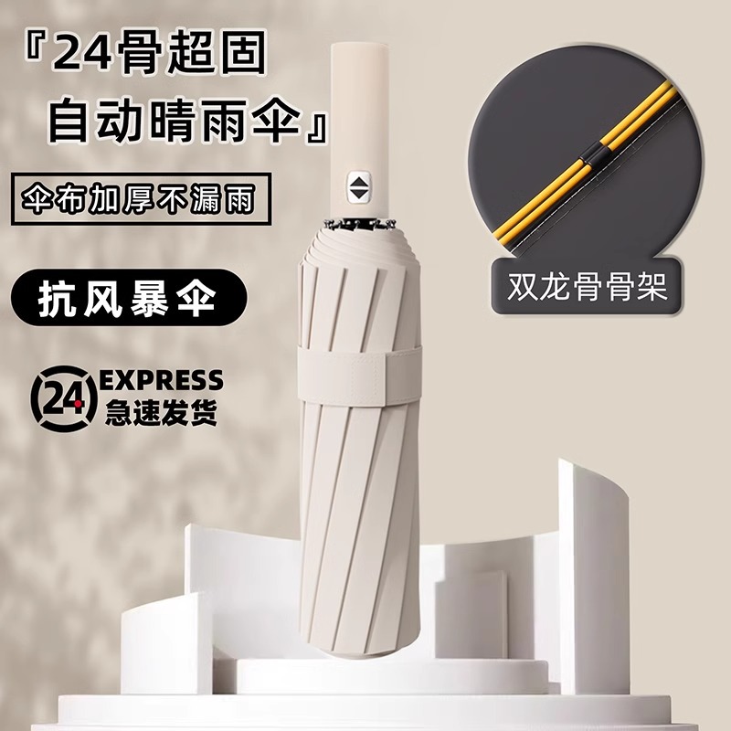 雨伞自动伞24骨大伞 遮阳伞加固抗风暴黑胶防晒伞男士自动晴雨伞详情15