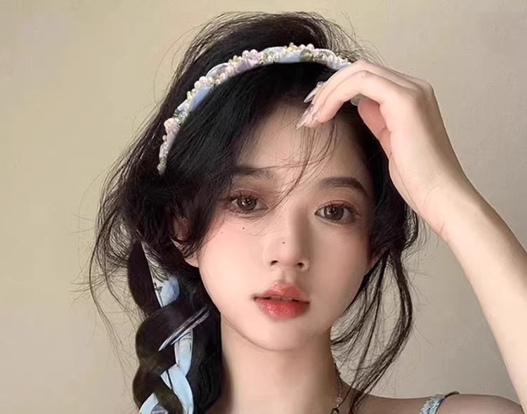 Pearl ribbon headband for women 2025 New high top braid headband, summer broken hair headband, one-piece hairpin headwear pic 17