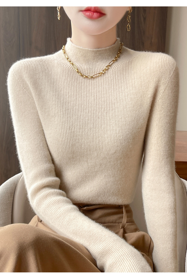 一线成衣秋冬加厚半高领打底衫女内搭修身显瘦洋气软糯针织毛衣详情12