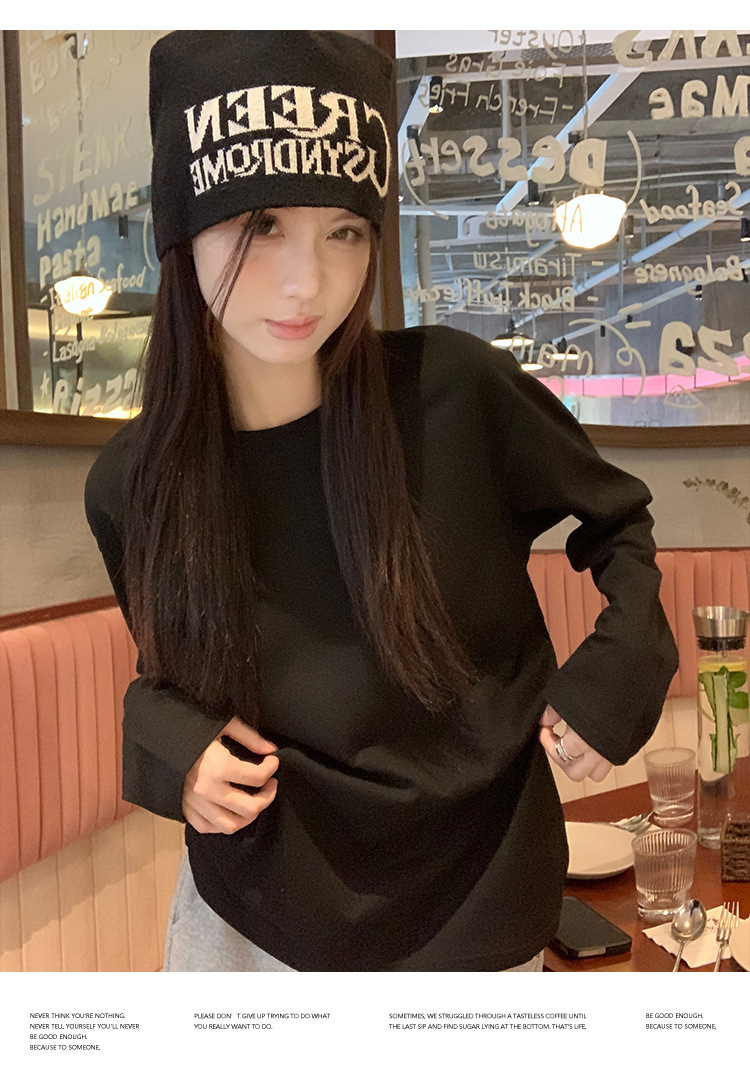 春秋长袖T恤女新款白色宽松内搭打底衫衣服韩系女装上衣一件代发详情11