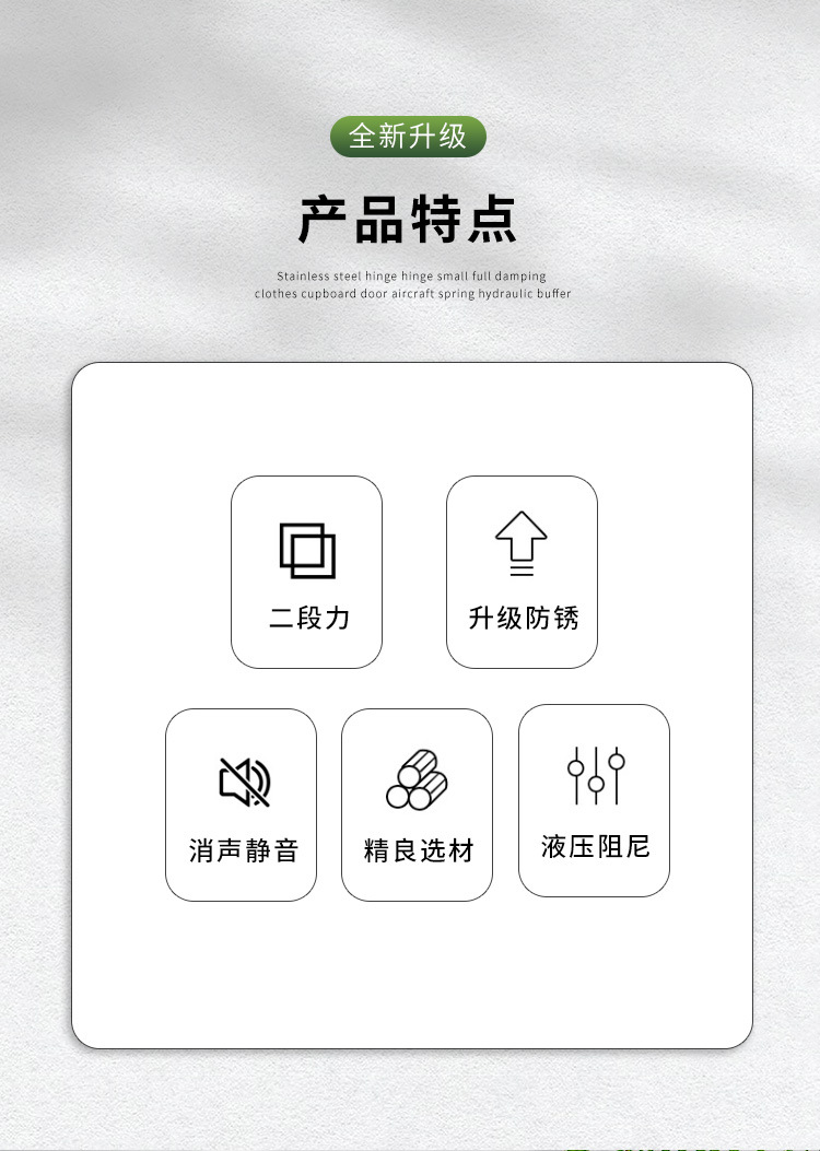 304 stainless steel two-stage force small-angle full damping hinge buffer 35-cup zero-angle thick door panel universal hinge pic 2