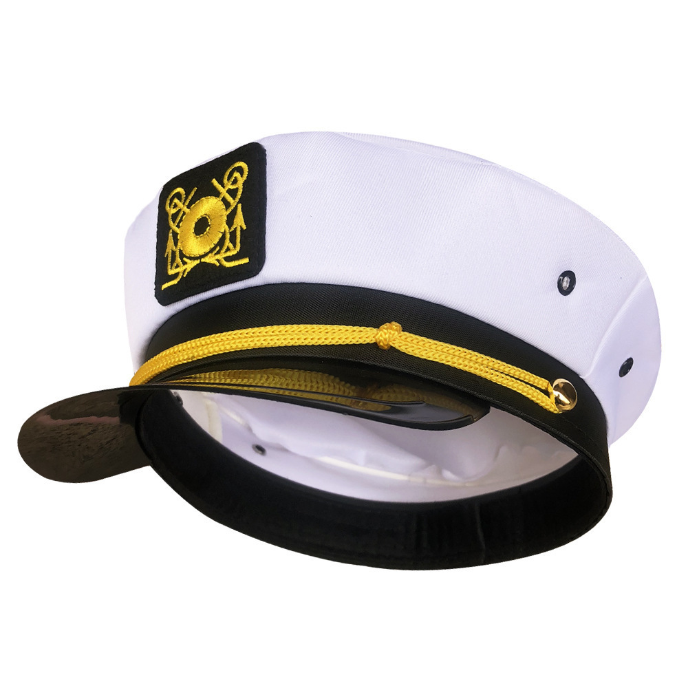 Embroidered navy caps for export, European and American style flat-topped military caps, wholesale of caps, party sailor caps, underwear and accessories pic 6
