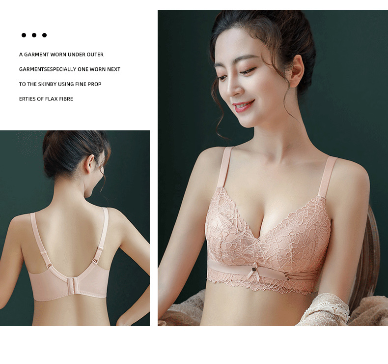 The Quyi style sexy lace bra for women, without a steel ring, small bust, flat bust, thickened, folded and adjustable bra cover pic 13