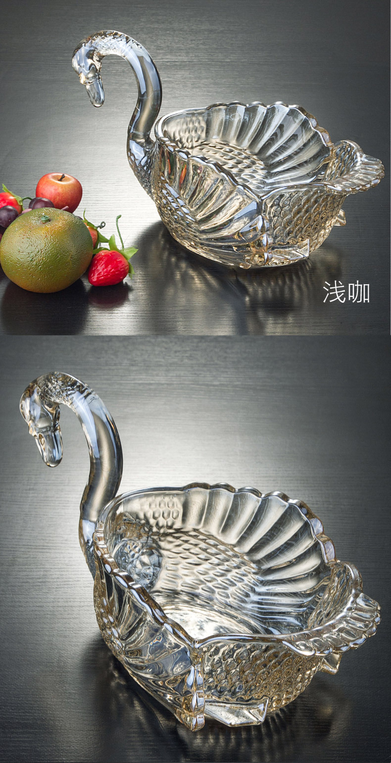 欧式家用分格玻璃水果盘客厅水果篮创意水晶糖果盘干果盘天鹅果斗详情6