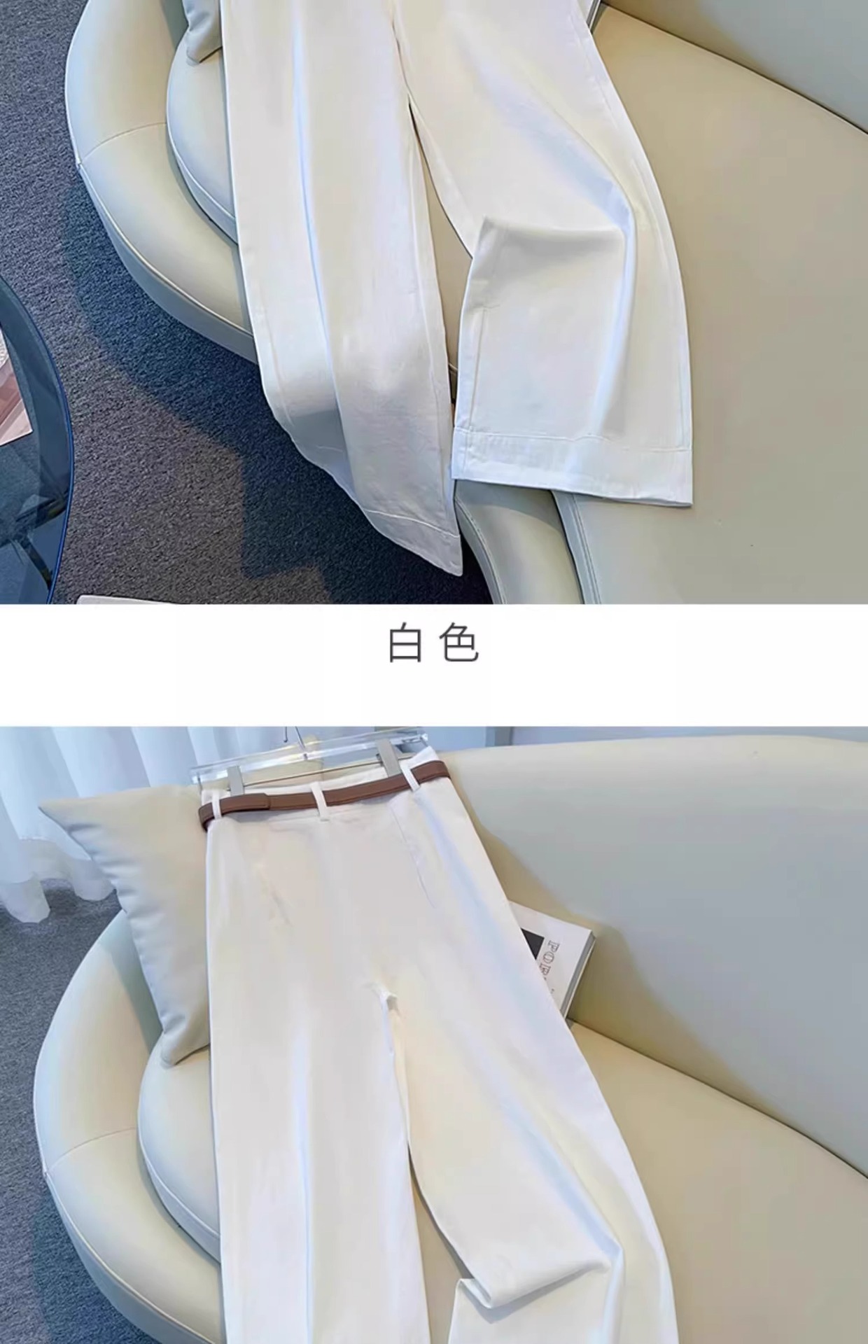 卡其色宽松阔腿裤女2025秋季新款小个子休闲裤显瘦九分直筒裤子女详情15
