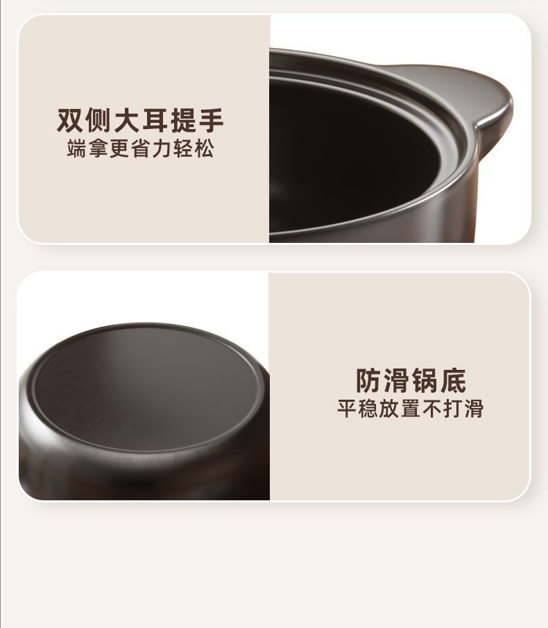 High-temperature resistant clay pot stew pot, household gas dry-fired ceramic soup pot, small clay pot soup pot, special soup pot for gas stove pic 11