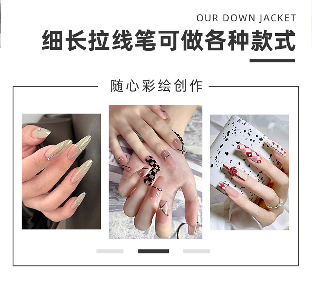 shanilak Cross-border bestsellers: 5 gun packs, black needle tube nail art drawstring pens, metal rod nail art color painting pens, and outlining pens pic 6