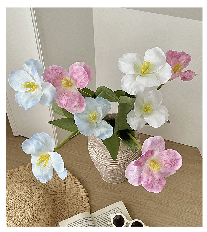 布朗尼郁金香仿真花绢花家居装饰客厅餐桌摆件婚礼堂插花布置假花详情9