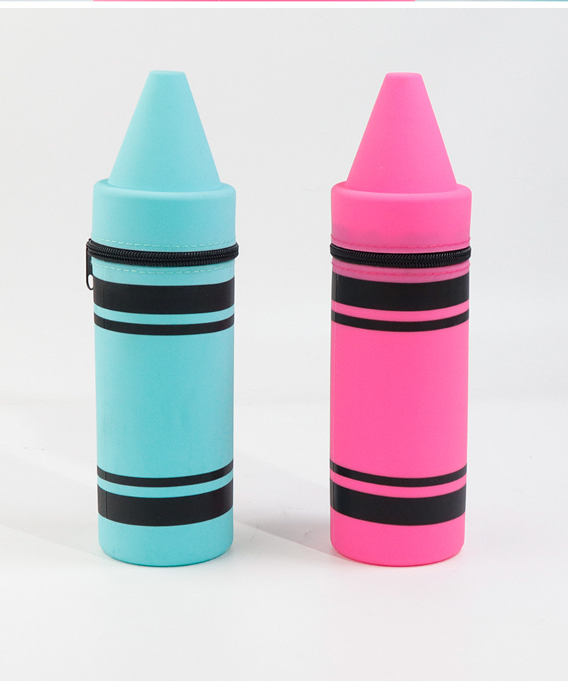 Multi-color contrasting silicone pen case, simple and shockproof universal pencil storage holder, pressure-reducing pen case, student office supplies pic 13
